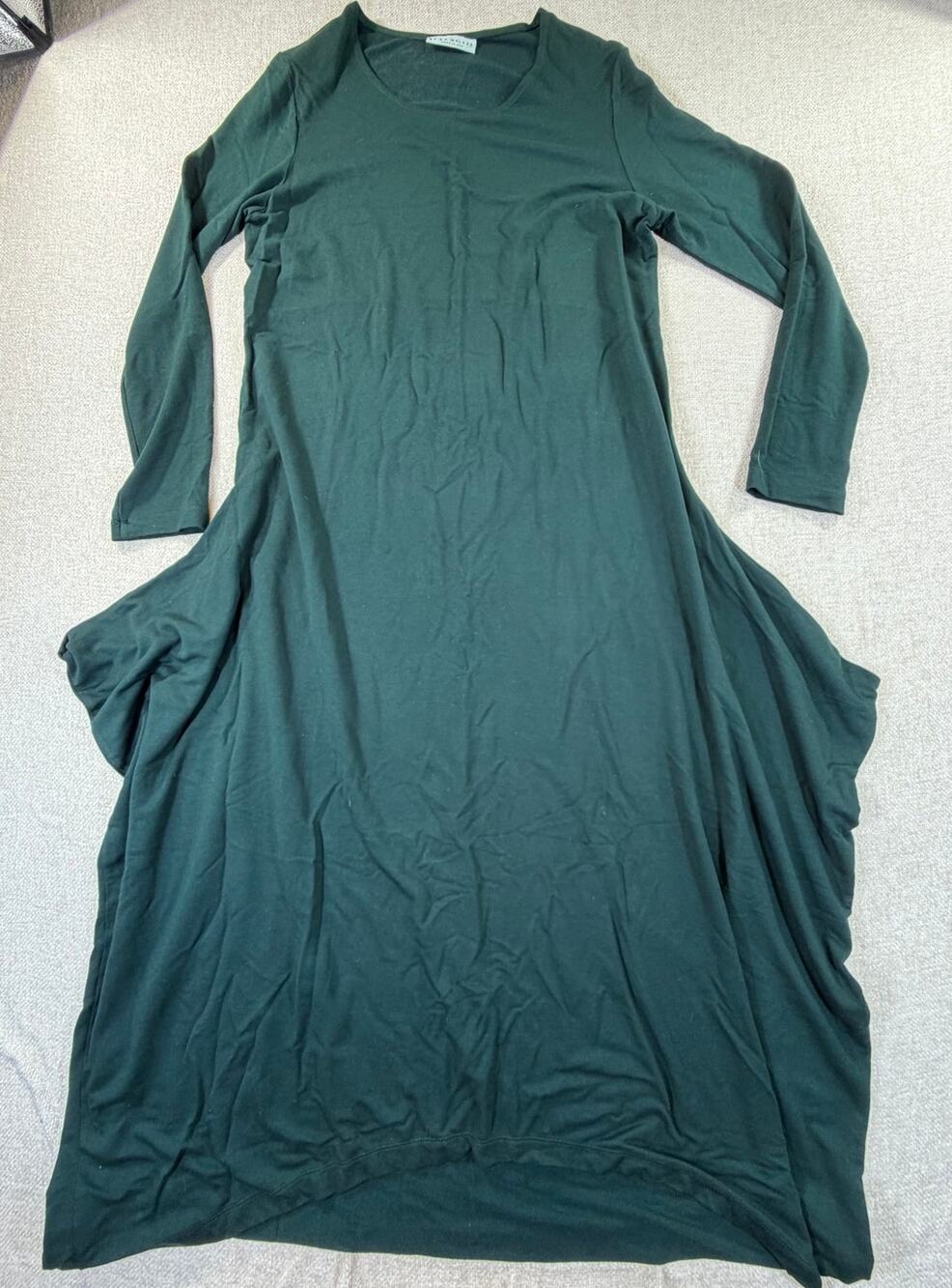 Bryn Walker Women S Green Lagenlook Long Sleeve Pullover Maxi Dress Minimalist